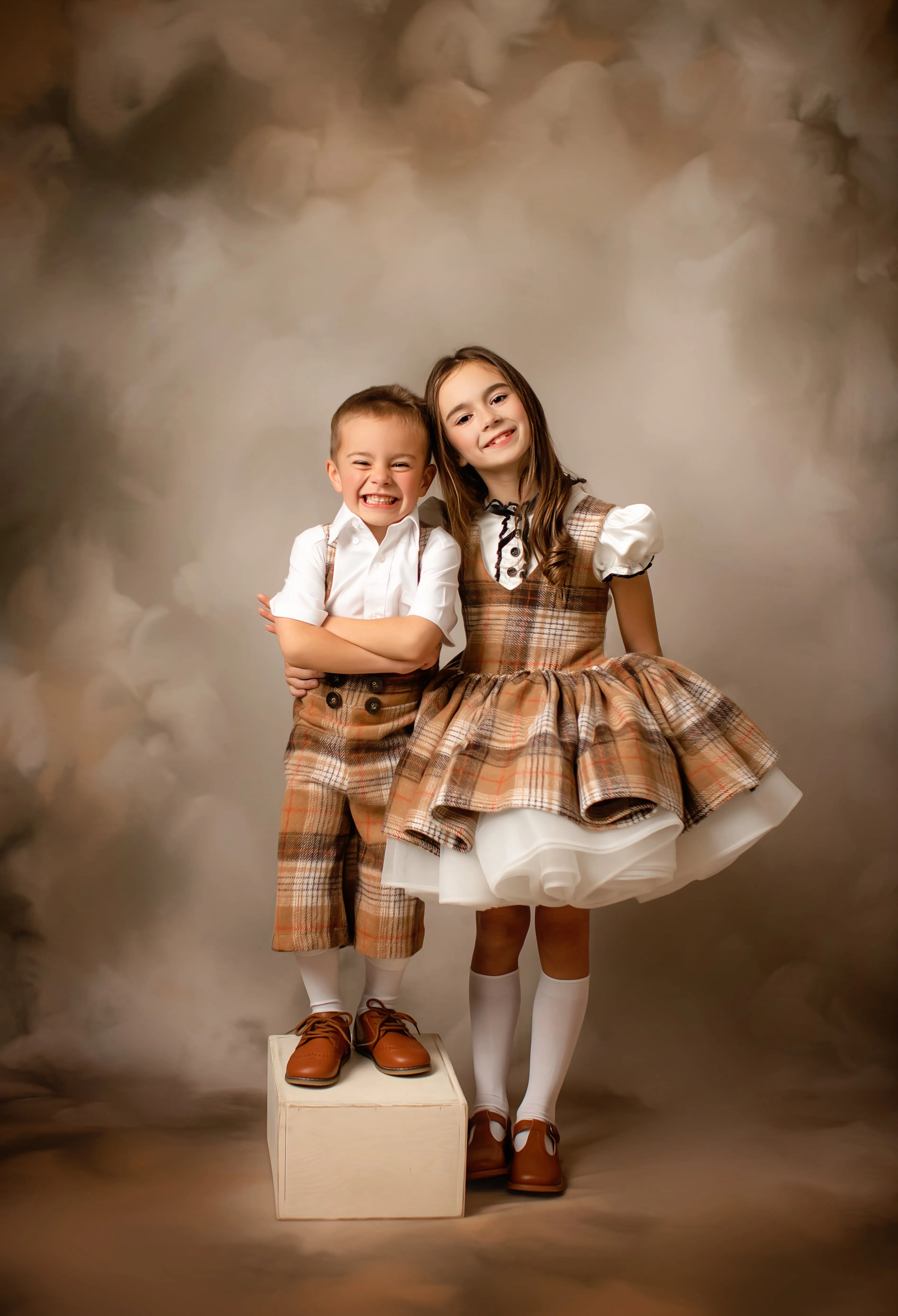 "London Fog" Dress & Boys Shorts Set | Dress (5-6 Years) & Boys Shorts (5-7 Years)