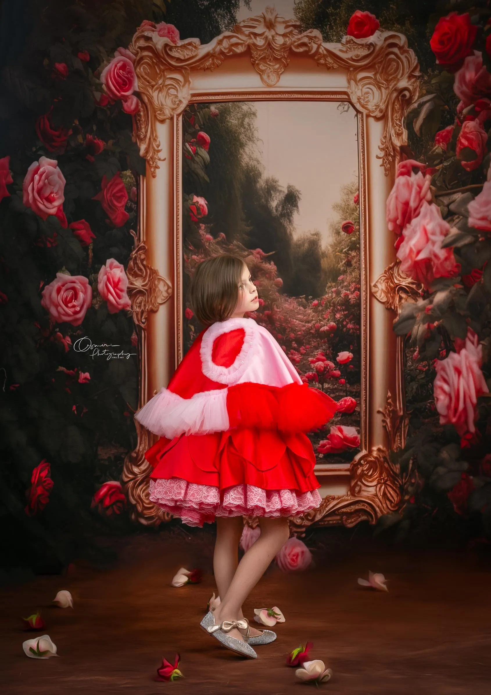 "Love Struck " Couture Rental Dress Box Set -  2 dresses   Color block cape  Dress 1 (8 Year - 9 Year up to a petite 10 year) Dress 2
