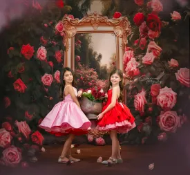 "Love Struck " Couture Rental Dress Box Set -  2 dresses   Color block cape  Dress 1 (8 Year - 9 Year up to a petite 10 year) Dress 2