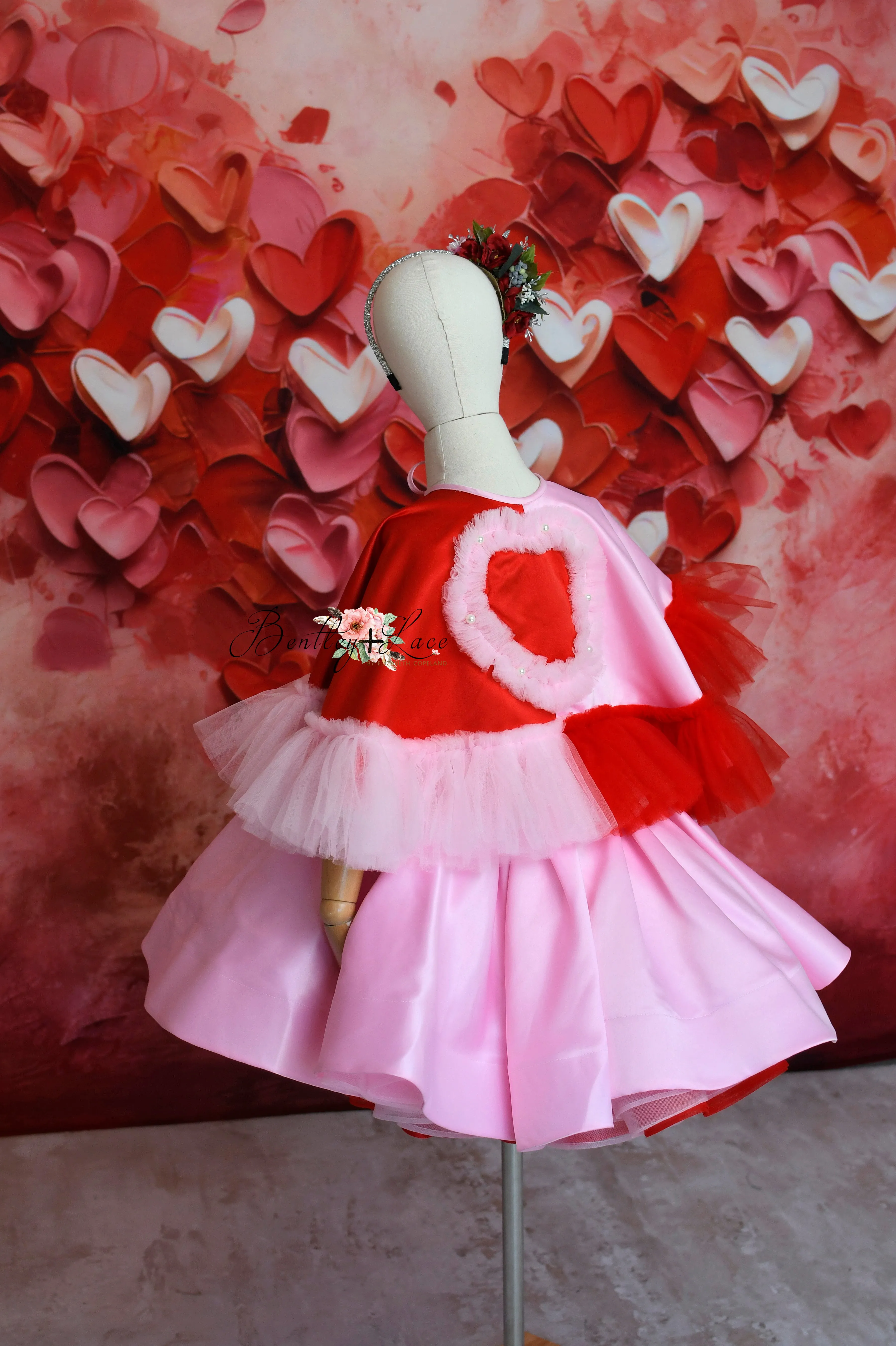 "Love Struck " Couture Rental Dress Box Set -  2 dresses   Color block cape  Dress 1 (8 Year - 9 Year up to a petite 10 year) Dress 2