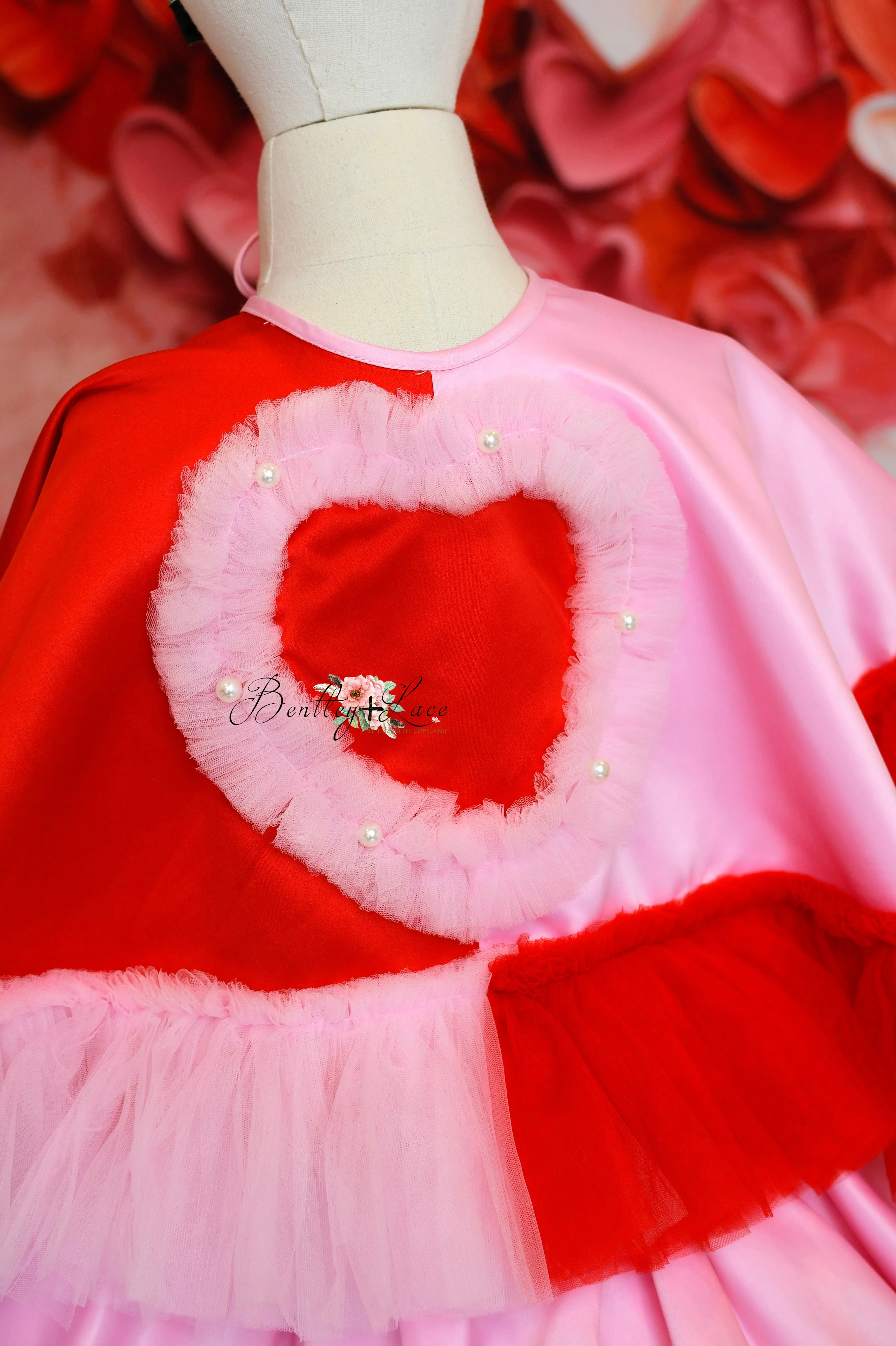 "Love Struck " Couture Rental Dress Box Set -  2 dresses   Color block cape  Dress 1 (8 Year - 9 Year up to a petite 10 year) Dress 2