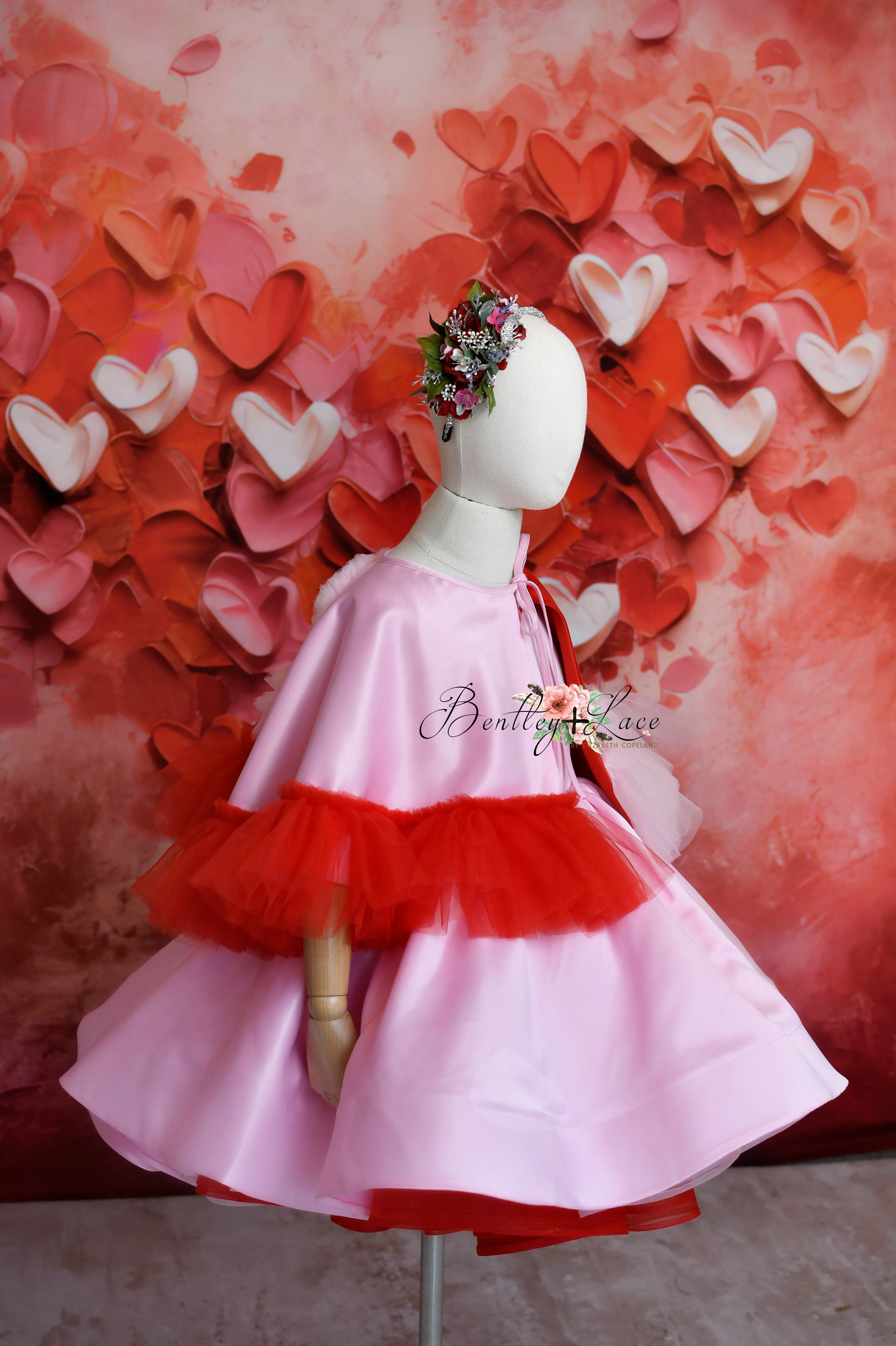 "Love Struck " Couture Rental Dress Box Set -  2 dresses   Color block cape  Dress 1 (8 Year - 9 Year up to a petite 10 year) Dress 2