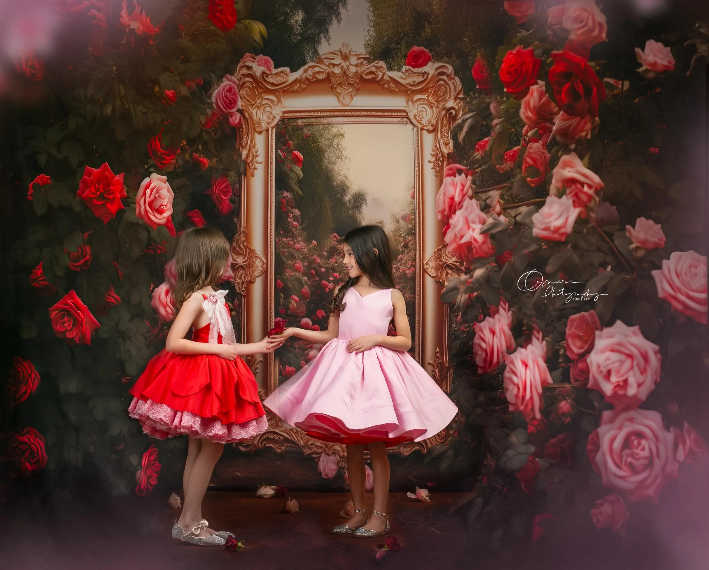 "Love Struck " Couture Rental Dress Box Set -  2 dresses   Color block cape  Dress 1 (8 Year - 9 Year up to a petite 10 year) Dress 2