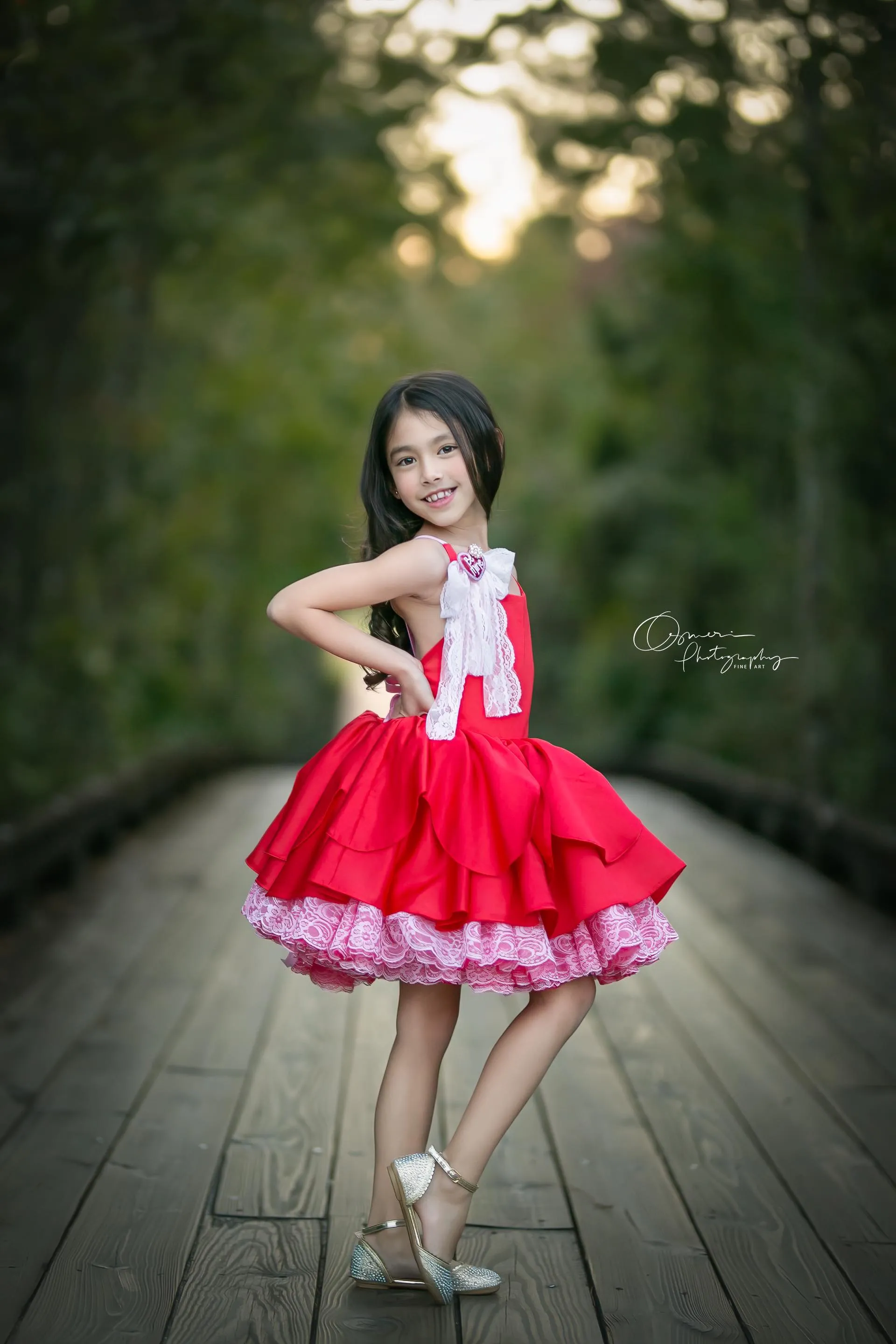 "Love Struck " Couture Rental Dress Box Set -  2 dresses   Color block cape  Dress 1 (8 Year - 9 Year up to a petite 10 year) Dress 2