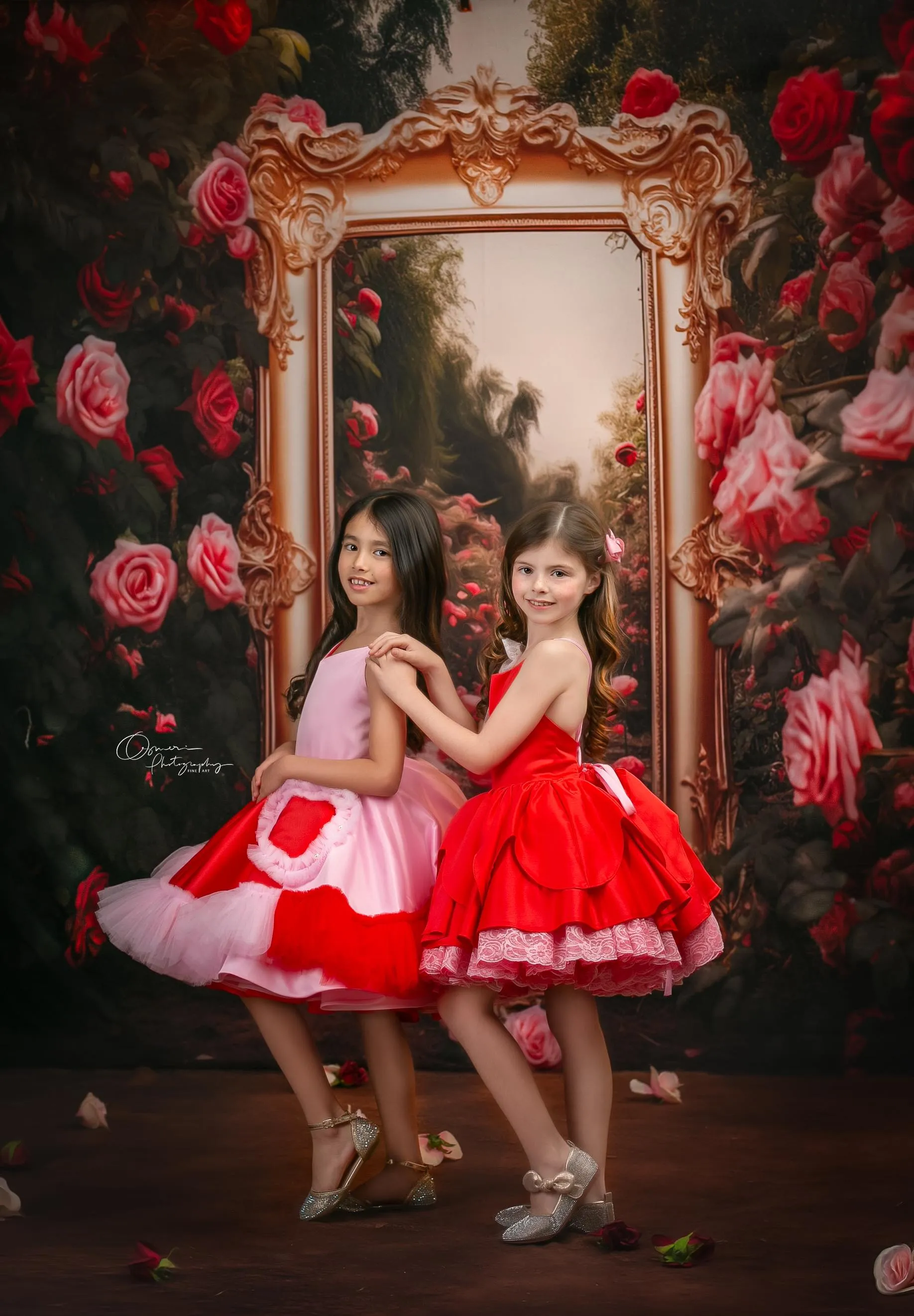 "Love Struck " Couture Rental Dress Box Set -  2 dresses   Color block cape  Dress 1 (8 Year - 9 Year up to a petite 10 year) Dress 2