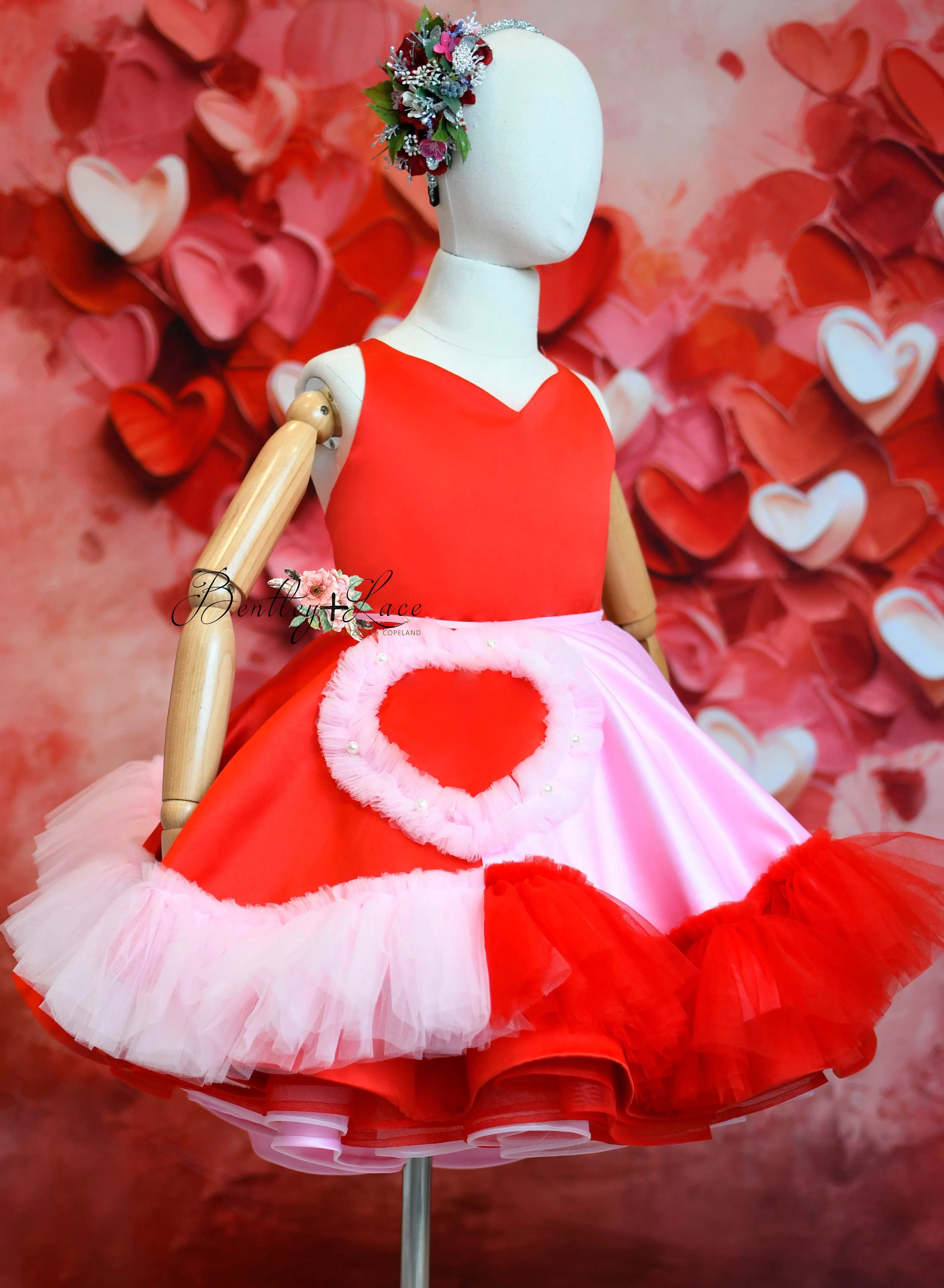 "Love Struck " Couture Rental Dress Box Set -  2 dresses   Color block cape  Dress 1 (8 Year - 9 Year up to a petite 10 year) Dress 2