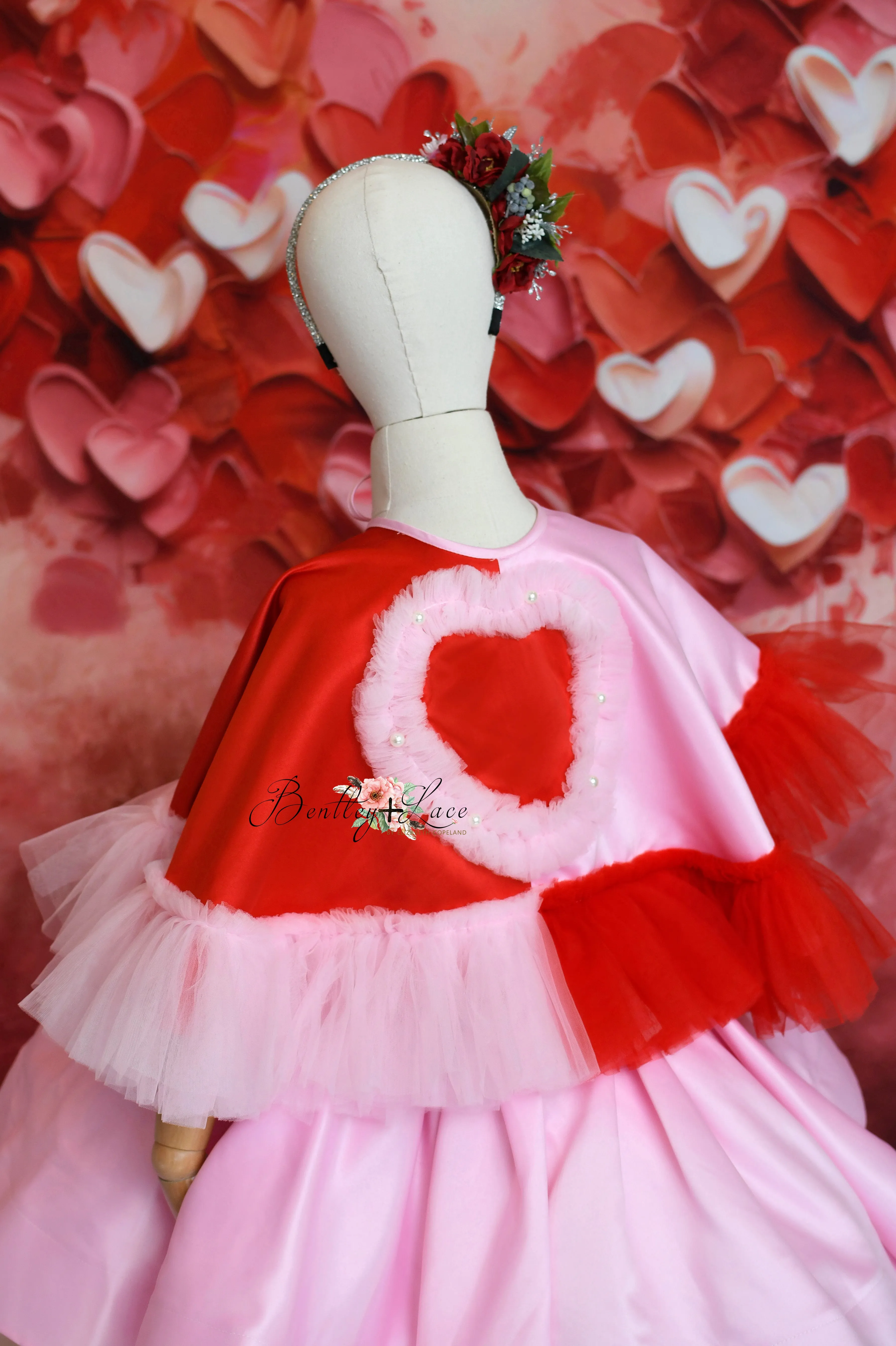 "Love Struck " Couture Rental Dress Box Set -  2 dresses   Color block cape  Dress 1 (8 Year - 9 Year up to a petite 10 year) Dress 2