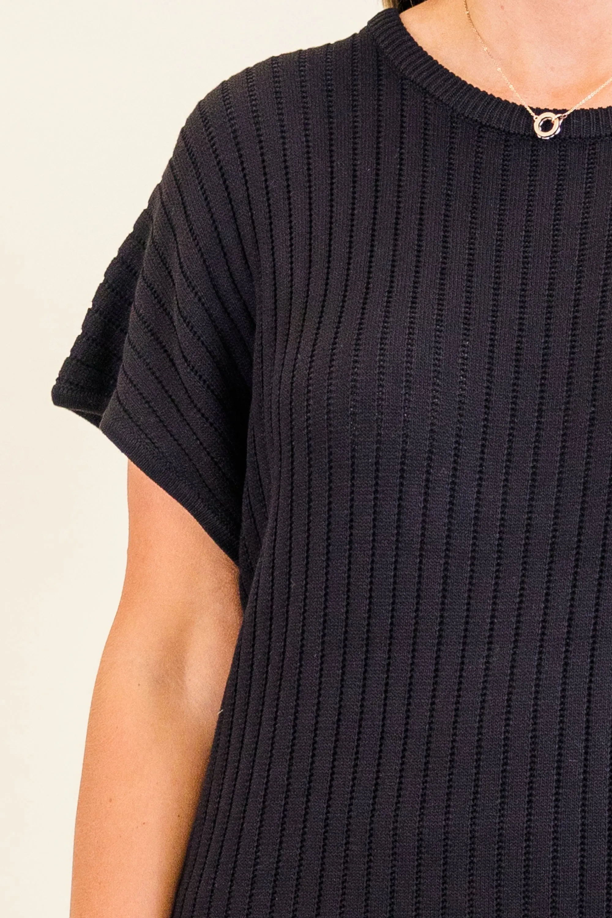 Ribbed Staple Sweater, Black