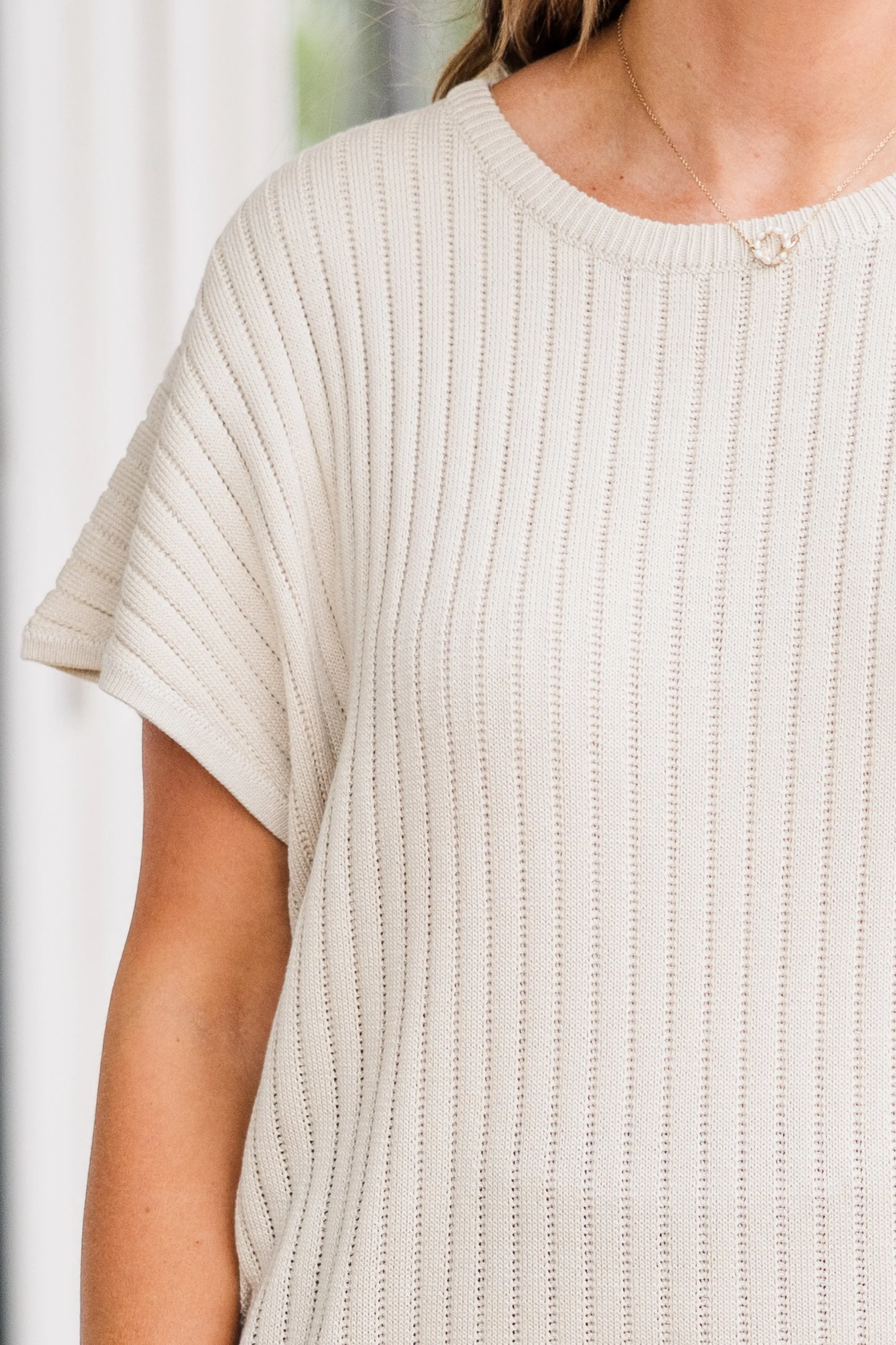Ribbed Staple Sweater, Oatmeal