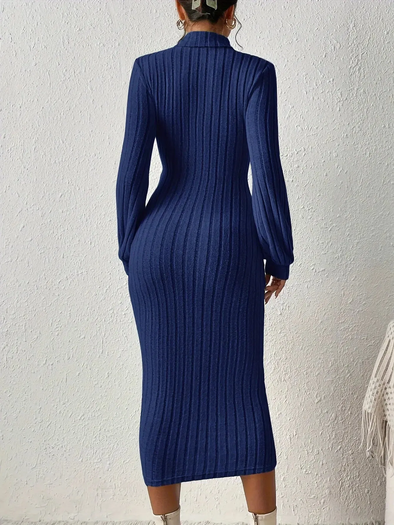 Ribbed Turtleneck Bodycon Dress