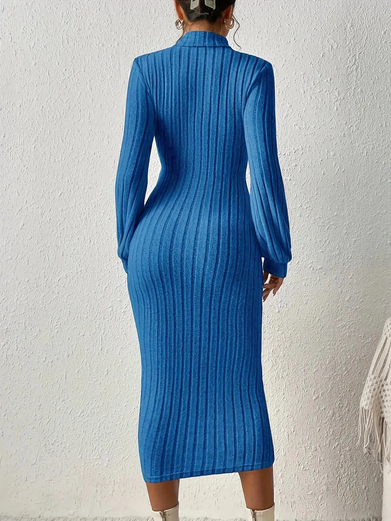 Ribbed Turtleneck Bodycon Dress