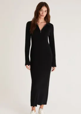 Runaway Zip Henley Dress | Black