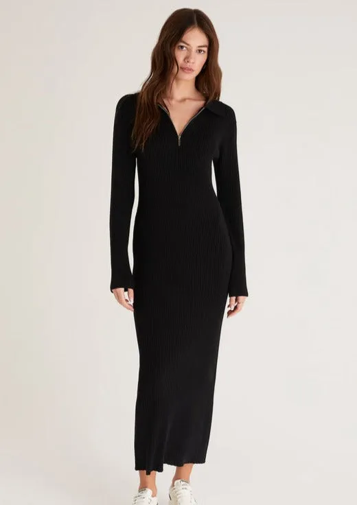 Runaway Zip Henley Dress | Black
