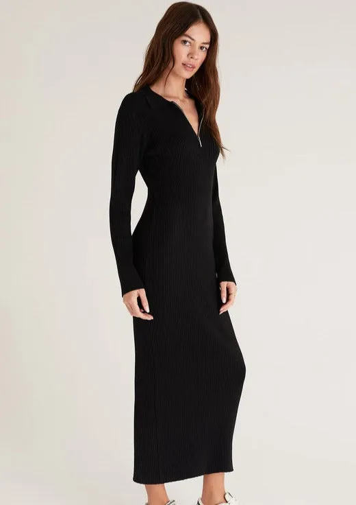 Runaway Zip Henley Dress | Black
