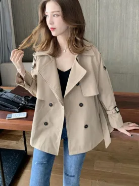 Spring Autumn New Korean Fashion Black Trench Coat Women's Fashion Loose Jacket Temperament Casual Top Women's Wear Coat Women