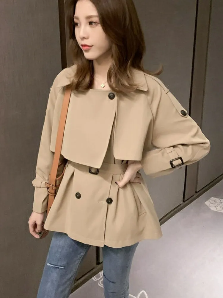 Spring Autumn New Korean Fashion Black Trench Coat Women's Fashion Loose Jacket Temperament Casual Top Women's Wear Coat Women