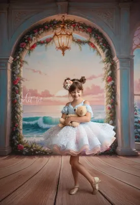 Sweet Talk - Blue Hearts   detachable skirt- petal length dress (6 Year - 7 Year up to a petite 8 year)