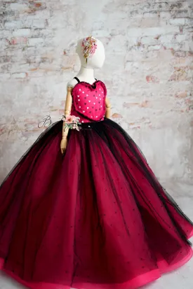 Sweet Talk - pink Hearts- Floor length dress (6 Year - 8 Year)