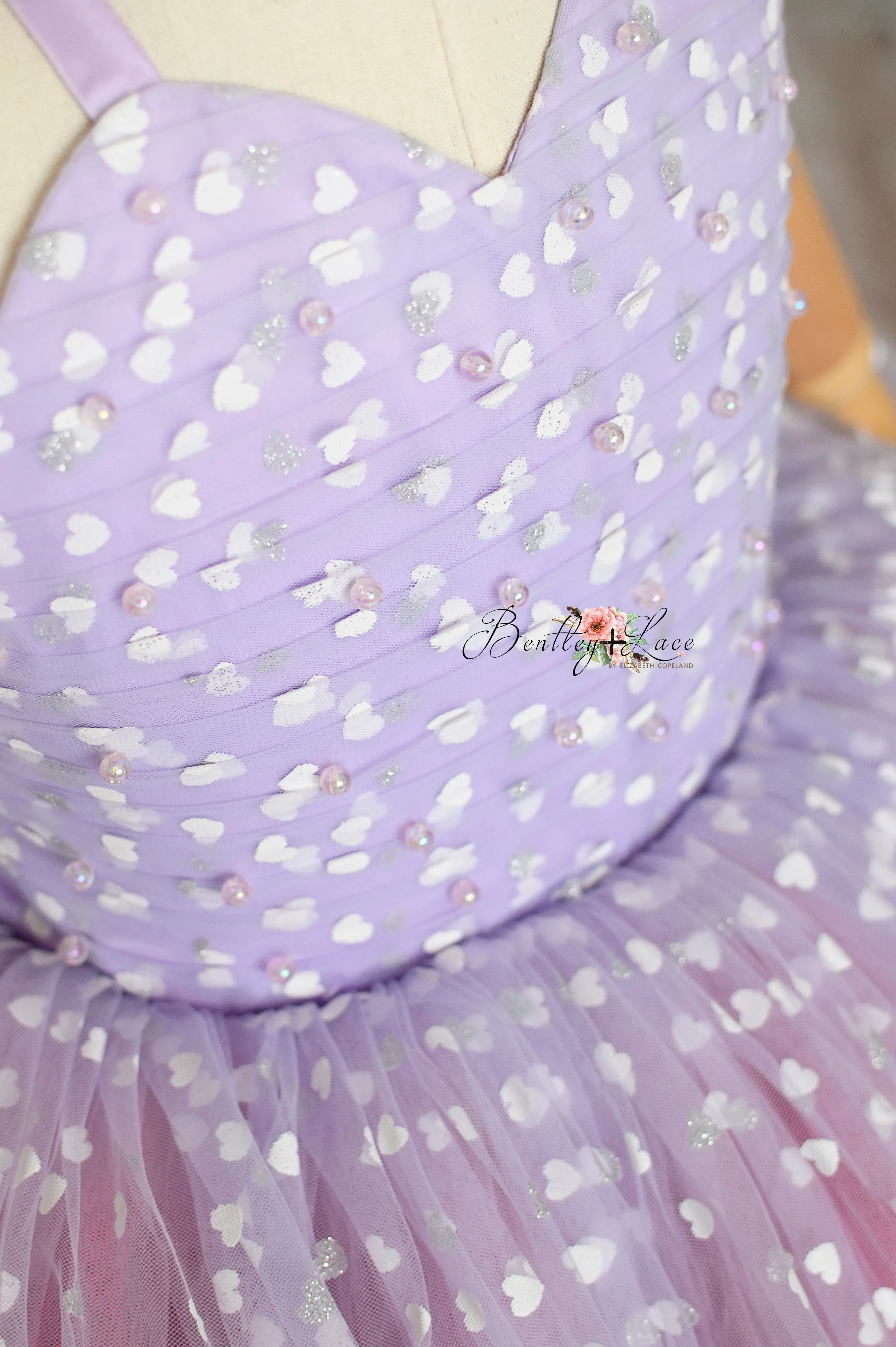 Sweet Talk - Purple Hearts- Floor length dress (4 Year - 5 Year)