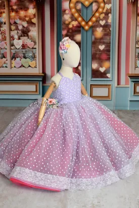 Sweet Talk - Purple Hearts- Floor length dress (4 Year - 5 Year)