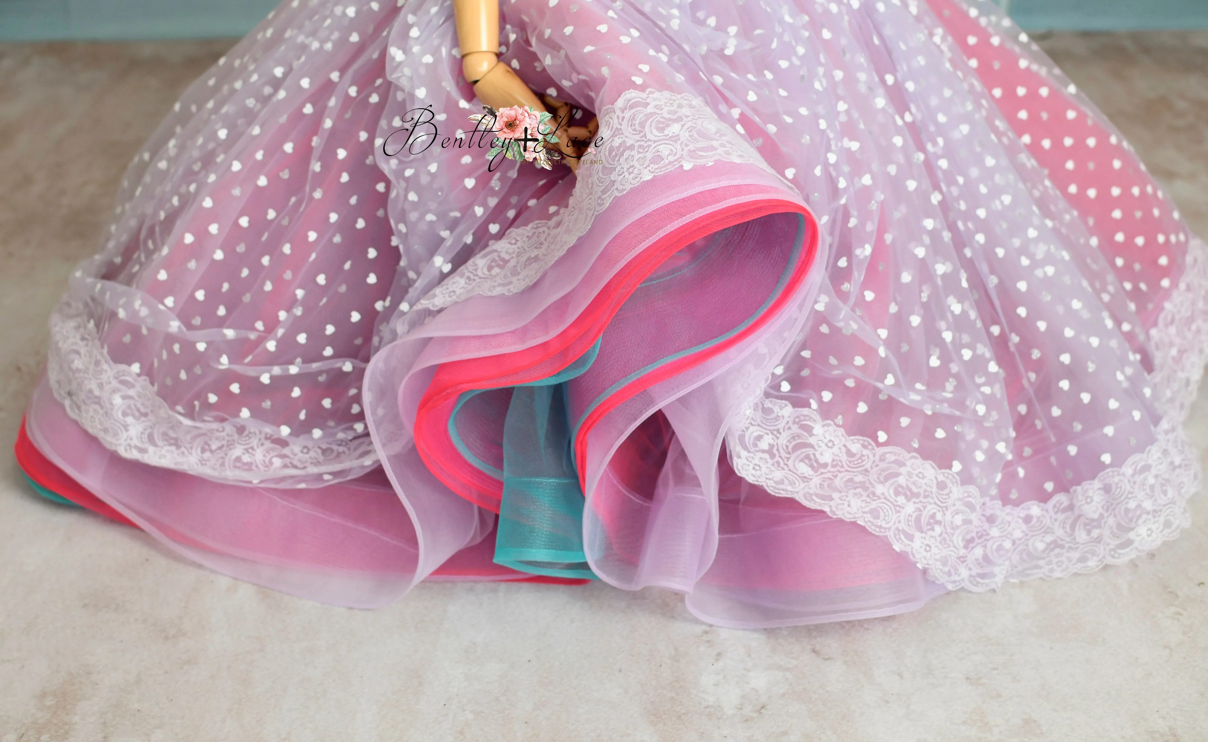 Sweet Talk - Purple Hearts- Floor length dress (4 Year - 5 Year)