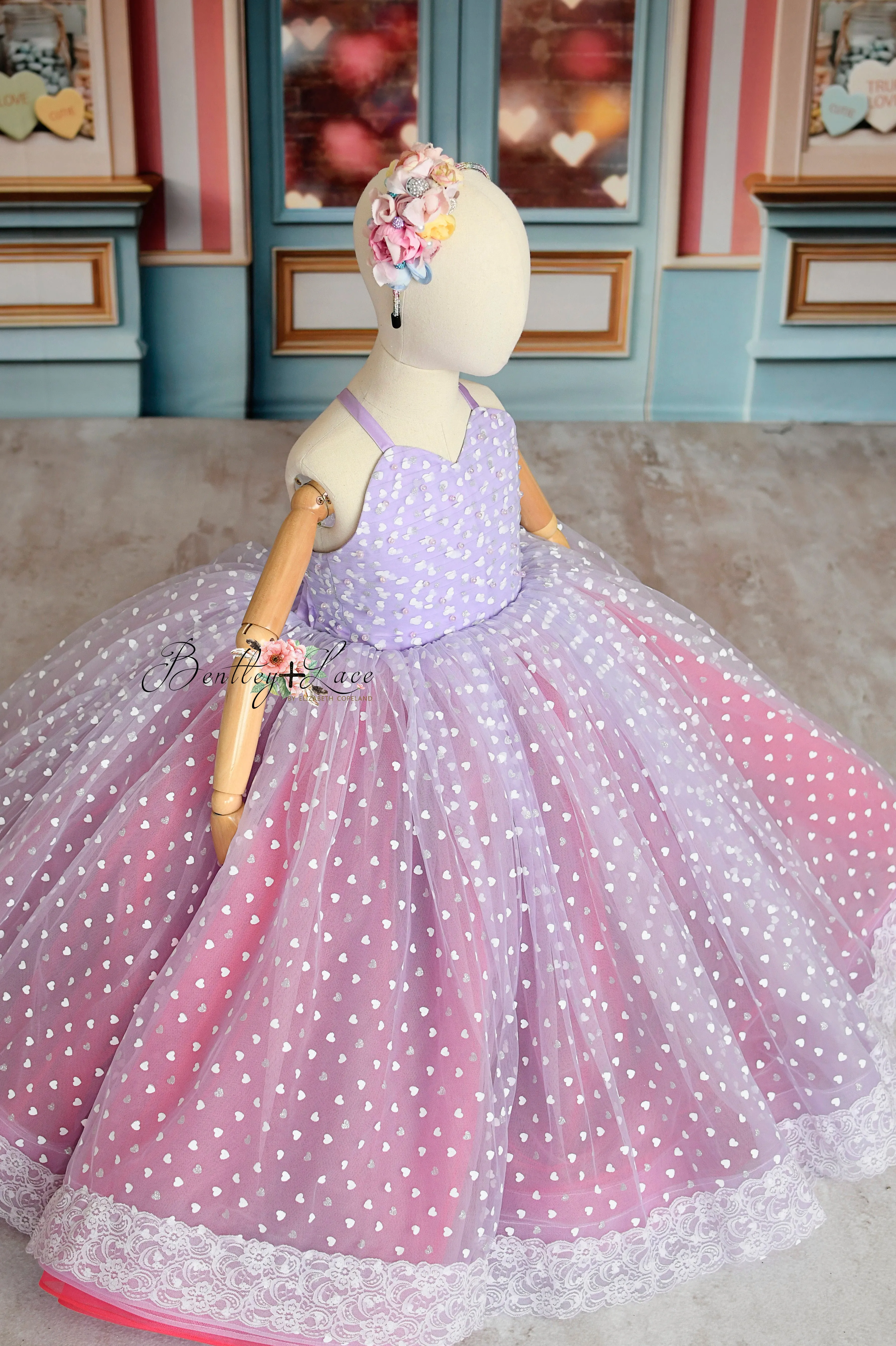Sweet Talk - Purple Hearts- Floor length dress (4 Year - 5 Year)