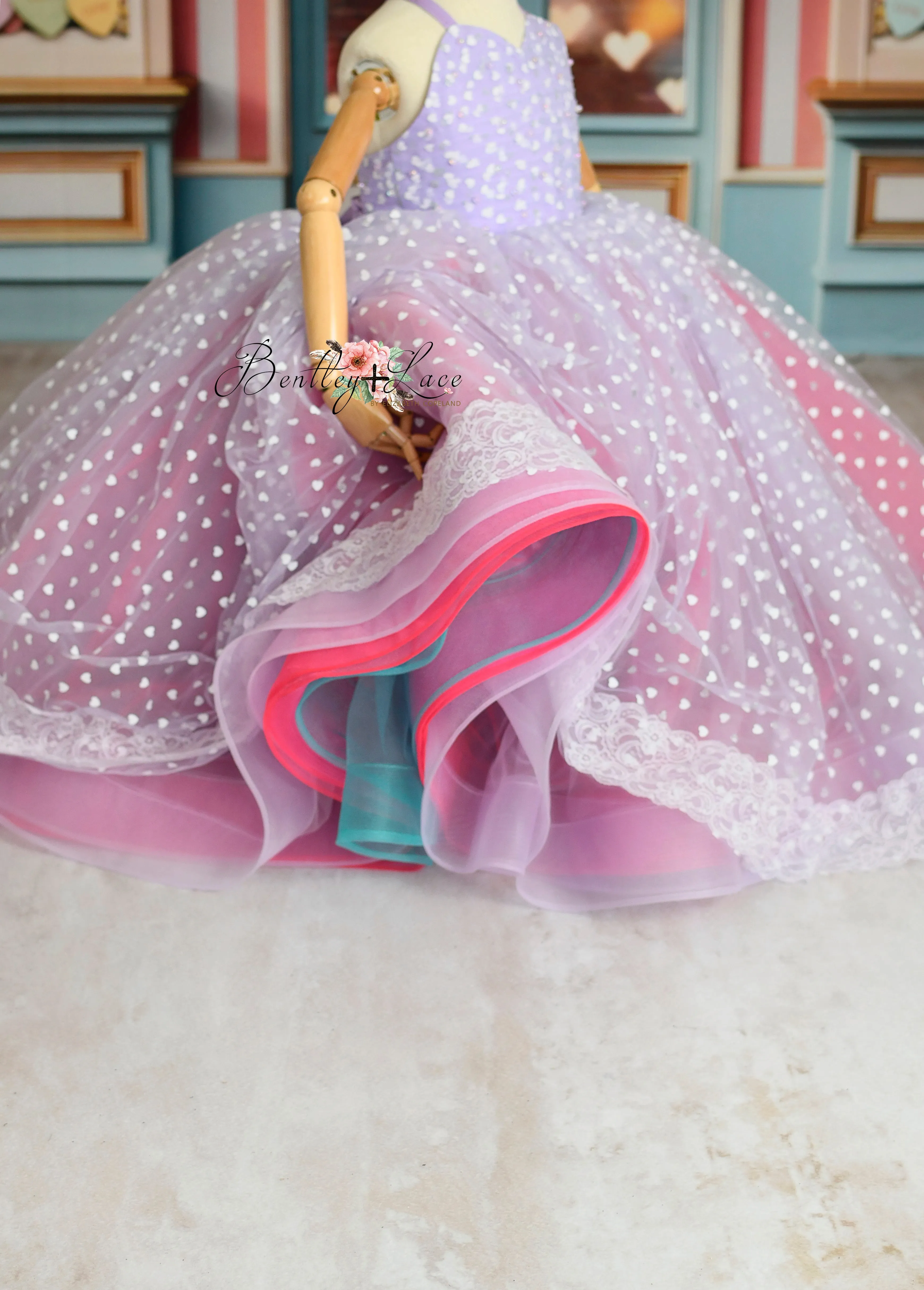 Sweet Talk - Purple Hearts- Floor length dress (4 Year - 5 Year)