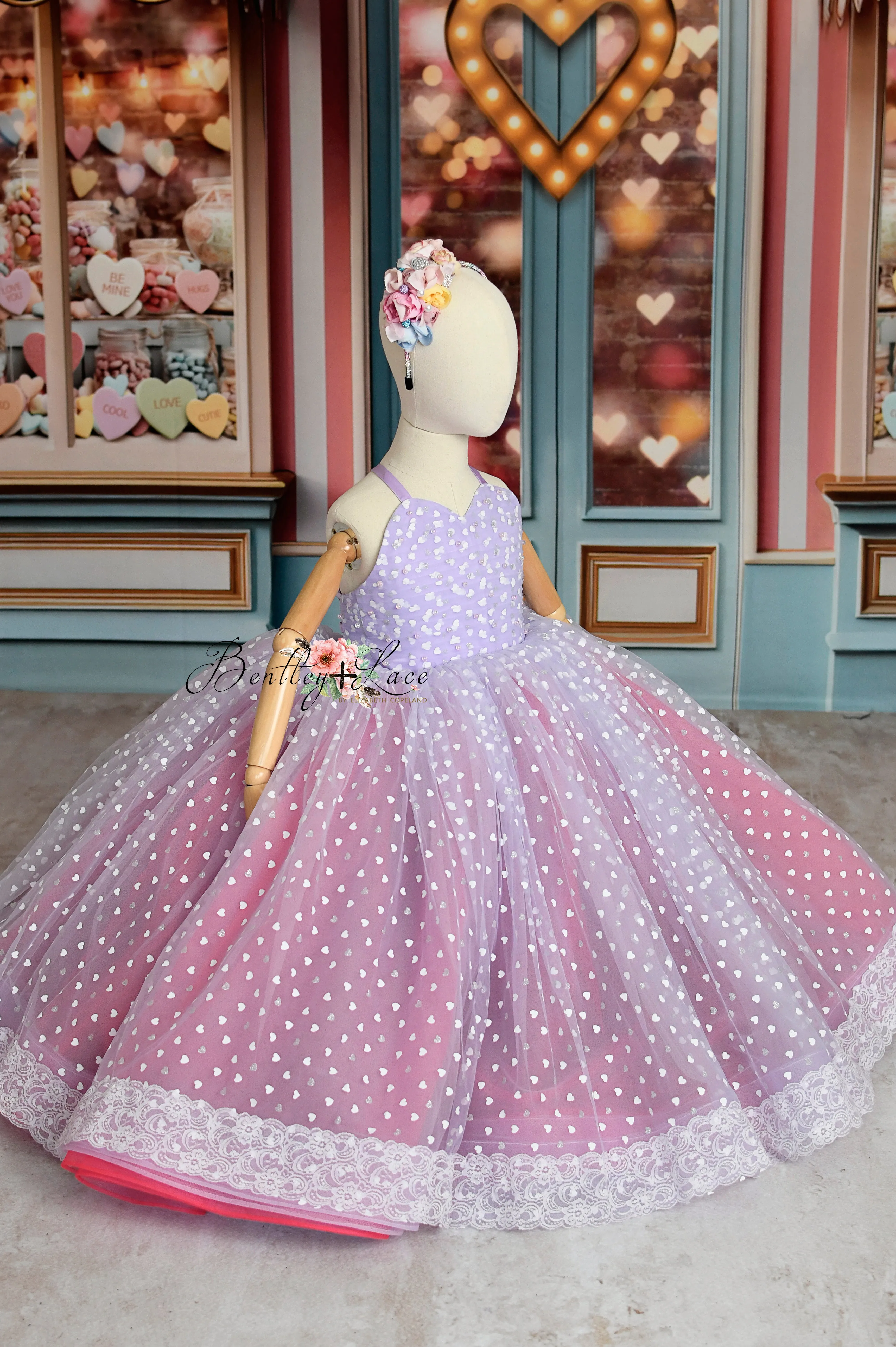 Sweet Talk - Purple Hearts- Floor length dress (4 Year - 5 Year)