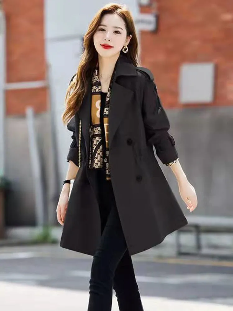Trench Coat for Women 2022 New Autumn Lapel Windbreaker Khaki Coat Jacket Office Lady Trench Coats Jackets Winter Clothes Women