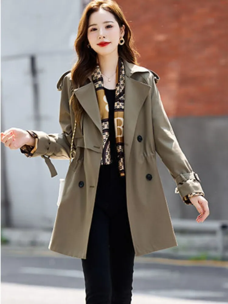 Trench Coat for Women 2022 New Autumn Lapel Windbreaker Khaki Coat Jacket Office Lady Trench Coats Jackets Winter Clothes Women