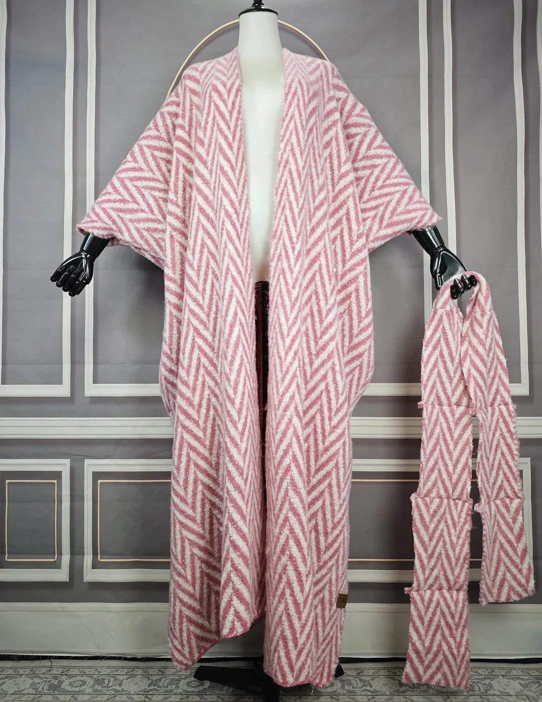 Twin Wool cardigan Sweater with head band