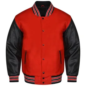 Varsity Jacket - Red Black/Multi Trim