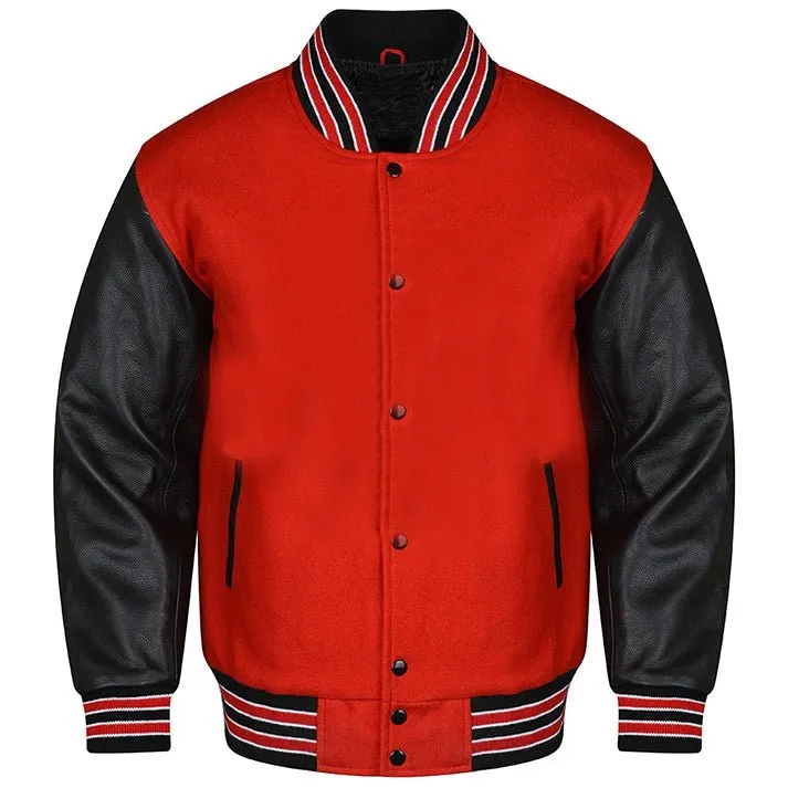 Varsity Jacket - Red Black/Multi Trim