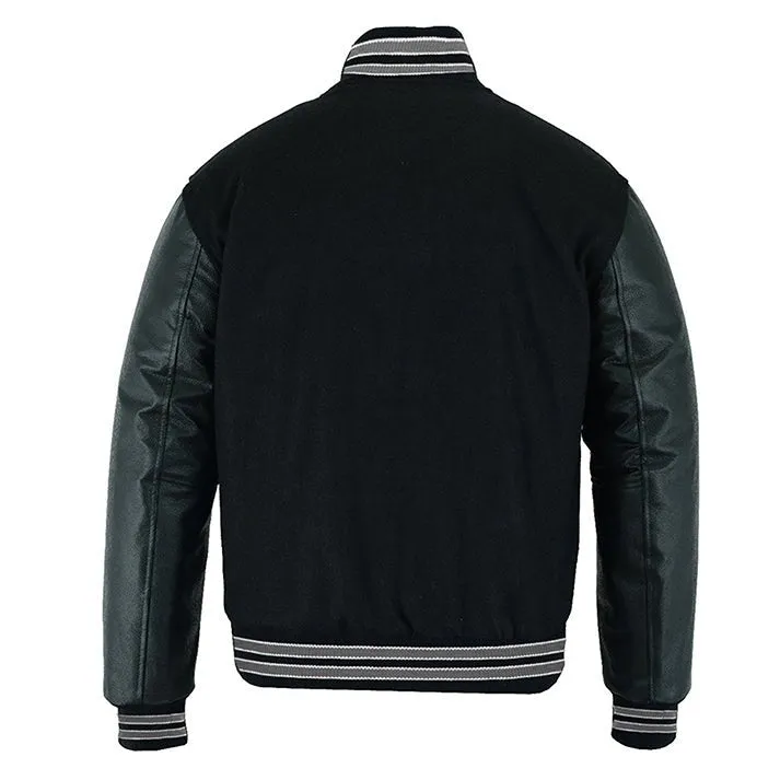 Varsity Jacket - Solid Black/Multi Gray Trim