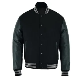 Varsity Jacket - Solid Black/Multi Gray Trim