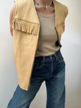 Vintage Camel Shearling Leather Vest