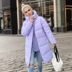 Women's Long Winter Coat Quilted Parkas Casual Solid Thick Hooded Jackets Coat Female Winter Outwear Puffer Jacket Padded Coat
