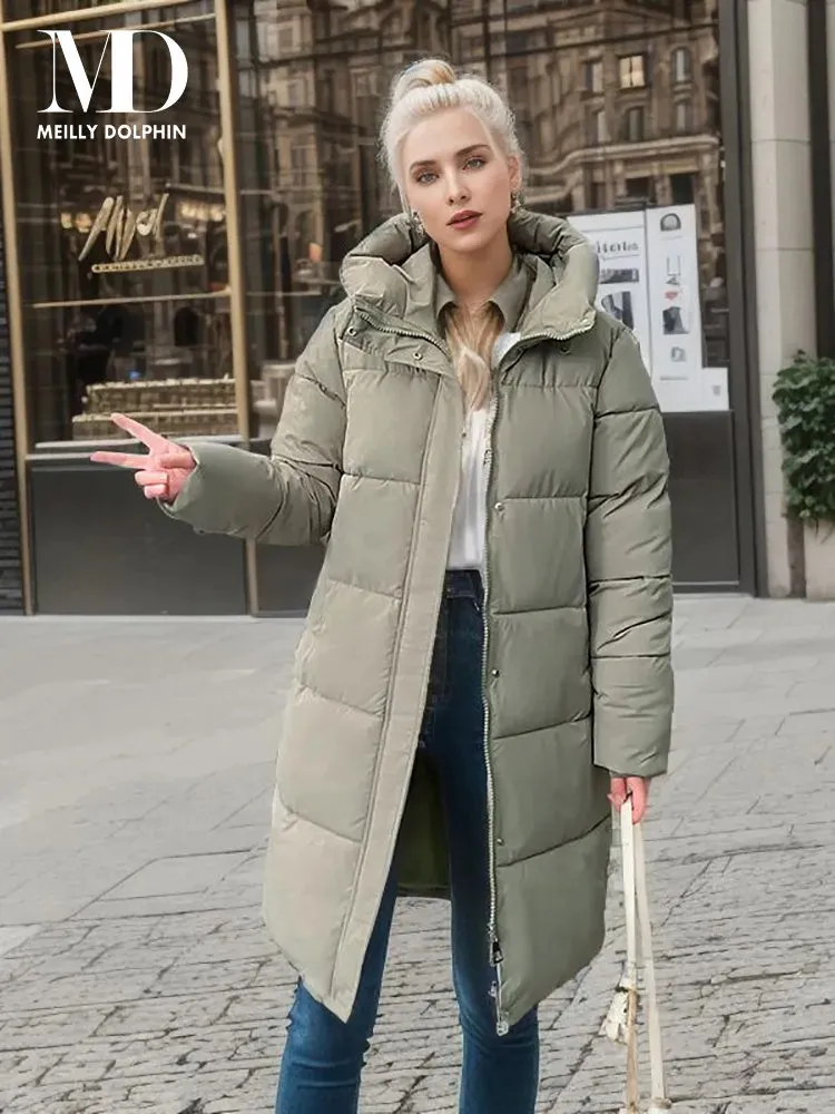 Women's Long Winter Coat Quilted Parkas Casual Solid Thick Hooded Jackets Coat Female Winter Outwear Puffer Jacket Padded Coat