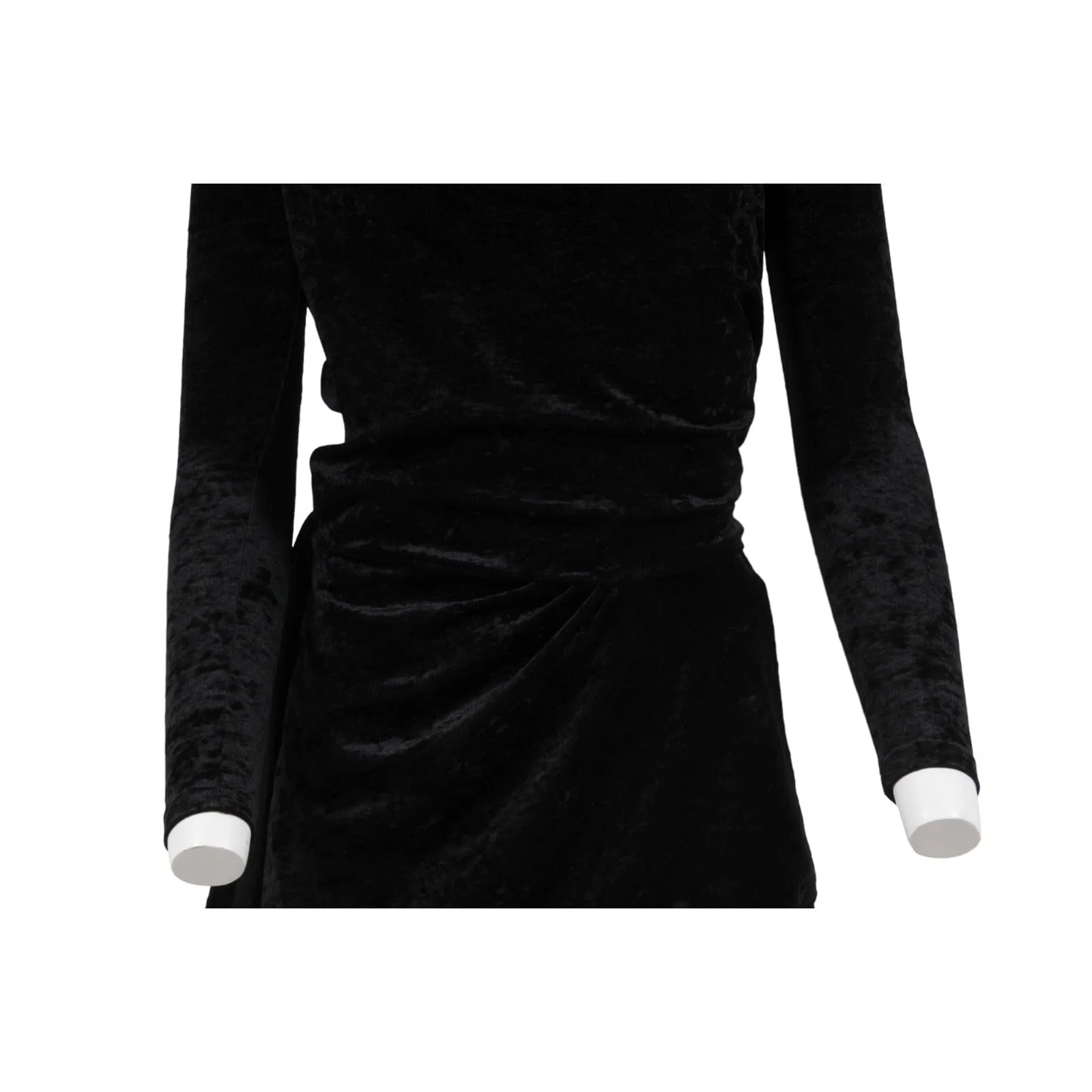 Wrap Mini Dress 38 Black Crushed Velvet Tie Back Off Shoulder