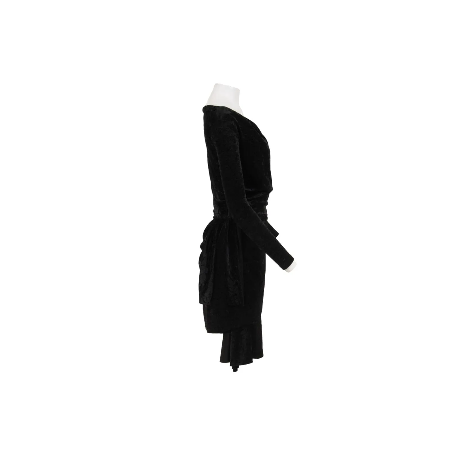Wrap Mini Dress 38 Black Crushed Velvet Tie Back Off Shoulder