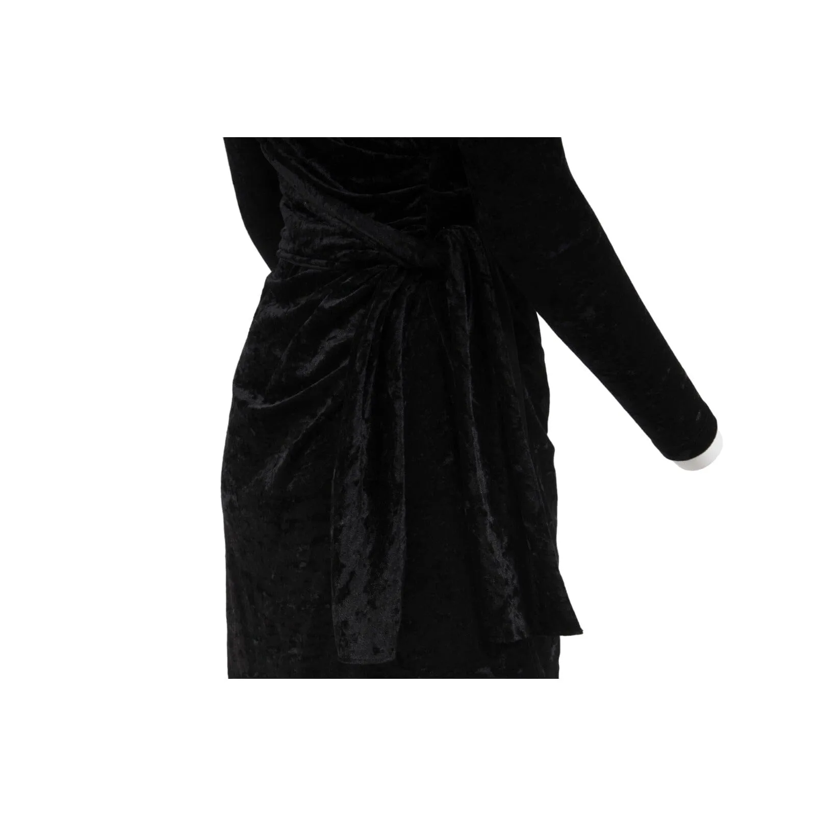 Wrap Mini Dress 38 Black Crushed Velvet Tie Back Off Shoulder