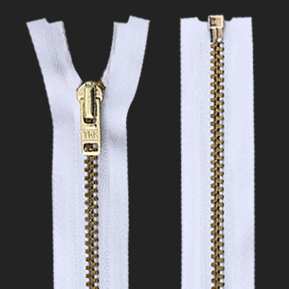 YKK- #5 Gold & Silver Teeth YKK Metal Zipper