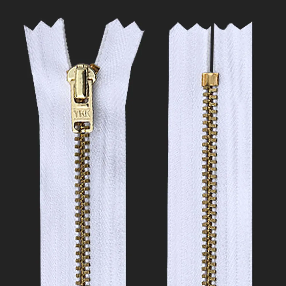 YKK- #5 Gold & Silver Teeth YKK Metal Zipper