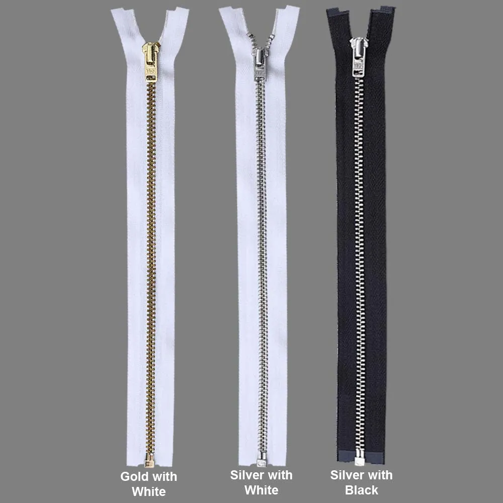 YKK- #5 Gold & Silver Teeth YKK Metal Zipper