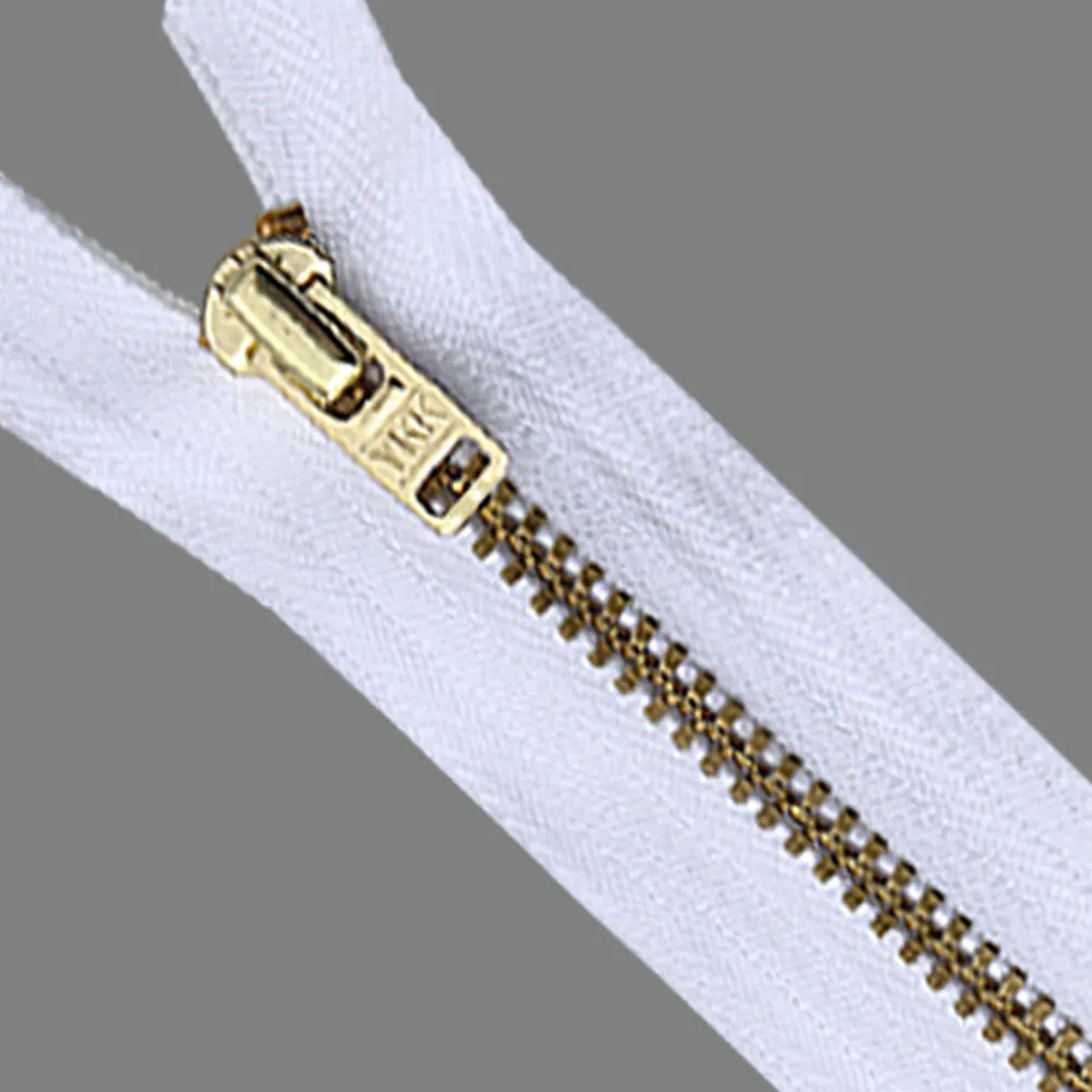 YKK- #5 Gold & Silver Teeth YKK Metal Zipper