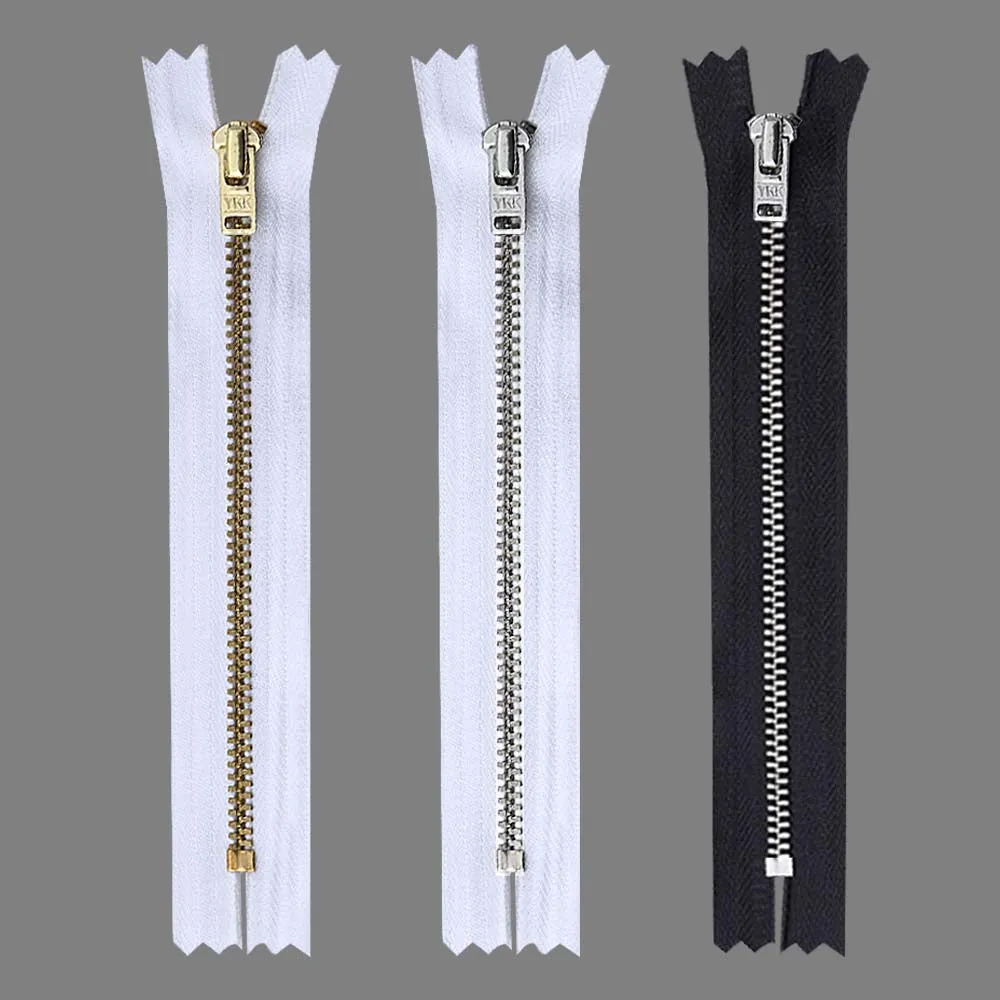 YKK- #5 Gold & Silver Teeth YKK Metal Zipper