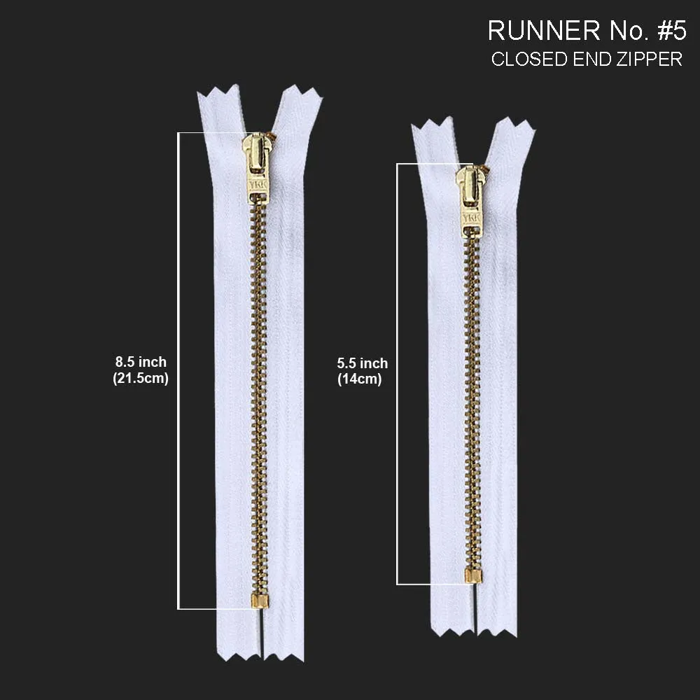YKK- #5 Gold & Silver Teeth YKK Metal Zipper