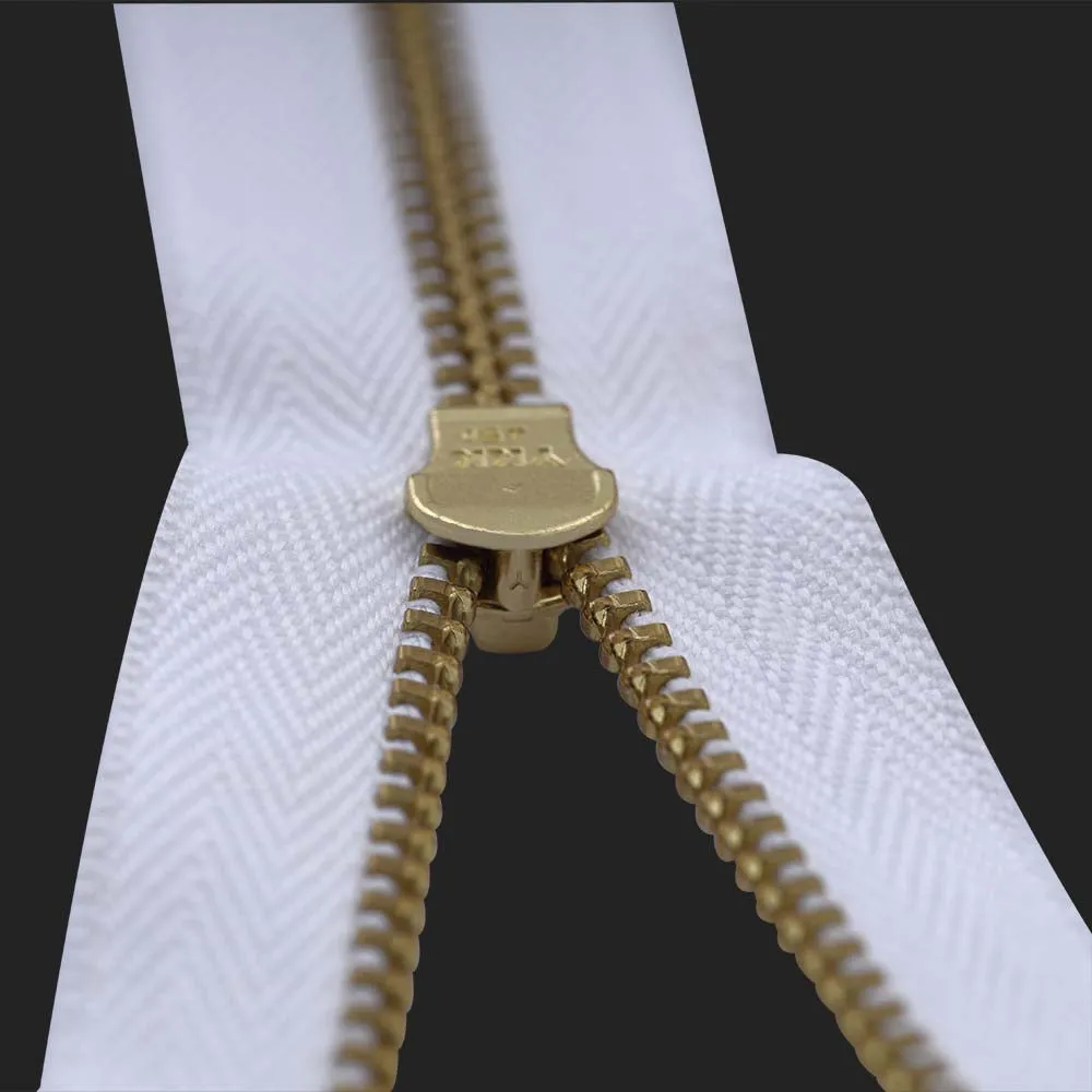 YKK- #5 Gold & Silver Teeth YKK Metal Zipper
